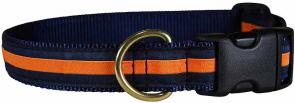 Orange Stripe on Navy Blue - 1-inch Ribbon Dog Collar