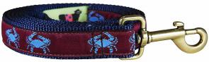 Crabs (Burgundy) - 1-inch Ribbon Dog Leash