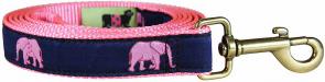 Pink Elephant Parade - 1-inch Ribbon Dog Leash