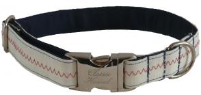 Sail Cloth Dog Collar - White with Red Stitching