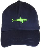 Baseball Hat - Lime Green Shark on Navy Blue