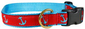 Anchor (Blue & Red) - 1-inch Ribbon Dog Collar