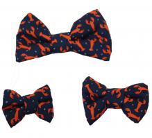 Dog Bow Tie - Red Lobster on Blue