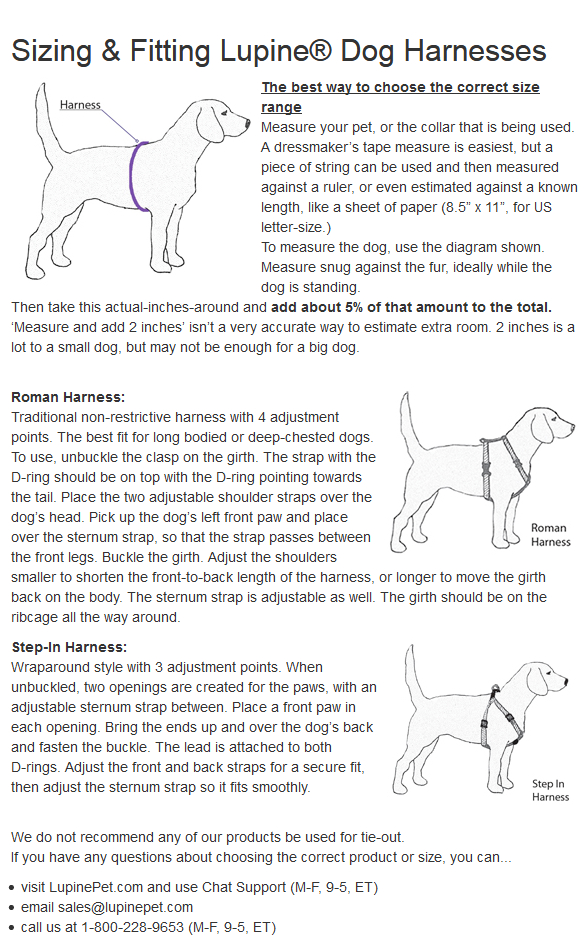 Muddy Harness Size Chart