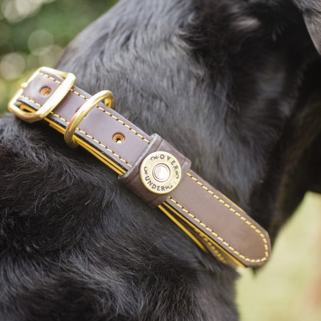 Gray Dog Collar with Navy Leather + Blue Stitching