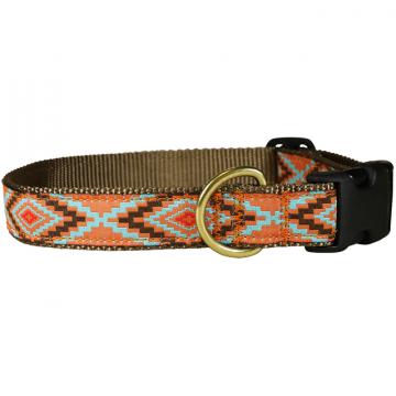 Orange Dog Collar with Dark Brown Leather + Orange Crest Stitching