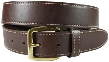 Belt - Leather - Baxter - Brown Contrast Stitched