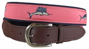 Belt - Leather Tab - Bill Fish - Coral