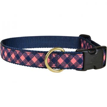 bc-Buffalo-Plaid-Dog-Collar---Pink-and-Navy---1-inch