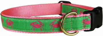 bc-ribbon-dog-collar-pink-and-green-crabs-1-inch