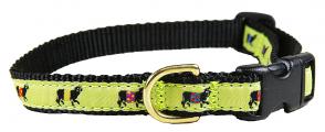 Beltie Cow (Lime) - Ribbon Dog Collar - 5/8