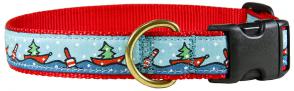 Holiday Boats - 1-inch Ribbon Dog Collar