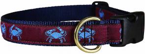 Crabs (Burgundy) - 1-inch Ribbon Dog Collar