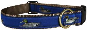 Ducks (Navy Blue) - 1-inch Ribbon Dog Collar