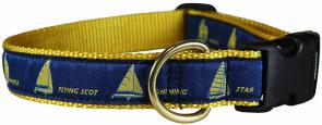 One Design (Blue & Yellow) - 1-inch Ribbon Dog Collar