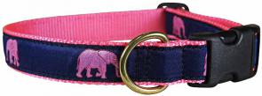 Pink Elephant Parade - 1-inch Ribbon Dog Collar