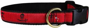 Pirate Flags (Red) - 1-inch Ribbon Dog Collar