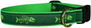 Rogue Fish (Green) - 1-inch Ribbon Dog Collar