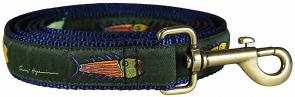 Hopkins Fish (Olive) - 1-inch Ribbon Dog Leash