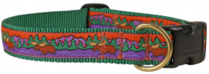 Moose on Green - 1-inch Ribbon Dog Collar