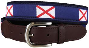 Belt - Leather Tab - Alabama State Flag 