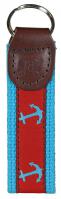 Key Fob - Anchor - Red & Turquoise