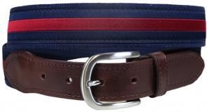 Classic Stripe Leather Tab - Burgandy & Navy