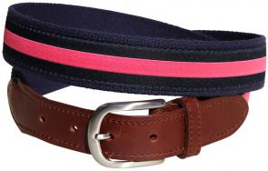 Classic Stripe Leather Tab - Pink & Navy
