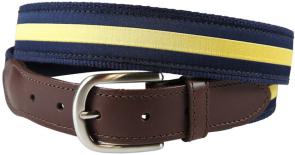 Classic Stripe Leather Tab - Yellow & Navy