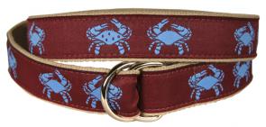 Belt - D-Ring  - Crab - Blue & Burgandy