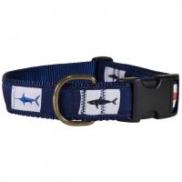 Fish Flags (Blue) - Ribbon Dog Collar - 1.25 inch