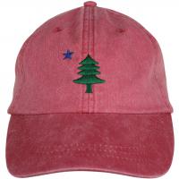 Baseball Hat - Maine Flag Tree & Star - Nautical Red