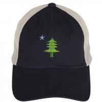 Baseball Hat - Maine Flag Tree & Star Trucker Hat - Navy