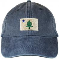 Baseball Hat - Maine Flag on Washed Navy Blue