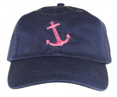 Baseball Hat - Pink Anchor on Navy Blue