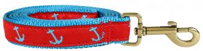 Anchor (Blue & Red) - 1-inch Ribbon Dog Leash