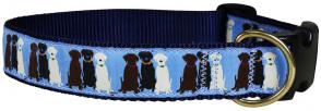 Three Labs (Light Blue) - 1.25-inch Ribbon Dog Collar