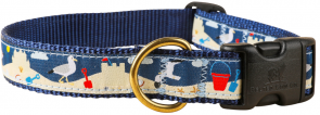 Seagulls and Sandcastles - 1-inch Ribbon Dog Collar