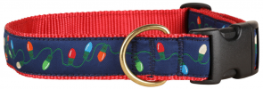 Navy Blue Tangled Christmas Lights - 1.25-inch Ribbon Dog Collar