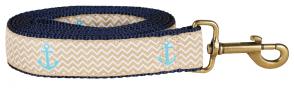Anchors Ahoy (Tan) - 1.25-inch Ribbon Dog Leash