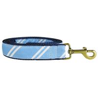 Repp Stripe (White and Light Blue) - 1.25-inch Ribbon Dog Leash