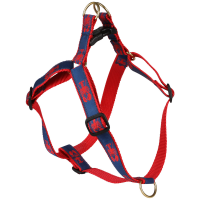 Step-In 1-inch Ribbon Dog Harness - Red Lobster on Navy Blue