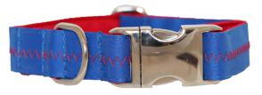 Sail Cloth Dog Collar - Blue with Red Stitching