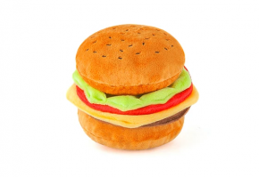 Squeaky and Crinkly Stuffed Dog Toy - Hamburger