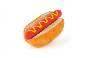 Squeaky and Crinkly Stuffed Dog Toy - Hot Dog