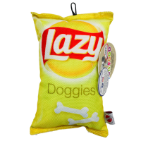 Squeaky and Crinkly Stuffed Dog Toy - Lazy Doggie