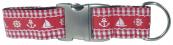 Wheel, Sail, Anchor  Dog Collar - Red